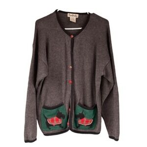 S5 Timberlea Scotish Dog Ramie‎ Cotton Cardigan Sweater